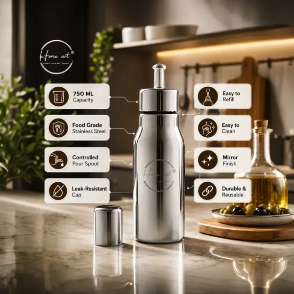 Home Lane 750 ML stainless steel oil dispenser for kitchen use