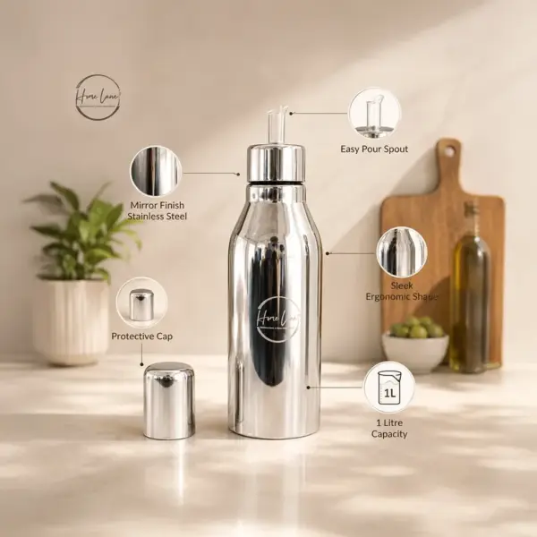 Home Lane 1 litre stainless steel oil dispenser for kitchen use