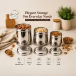 Home Lane refrigerator-safe stainless steel storage canisters set of 3
