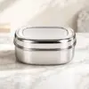 Home Lane square stainless steel lunch container with secure lid