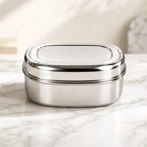 Home Lane square stainless steel lunch container with secure lid
