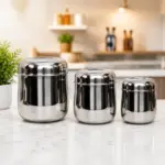 Home Lane Stainless Steel Duster Belly Canister Set of 3