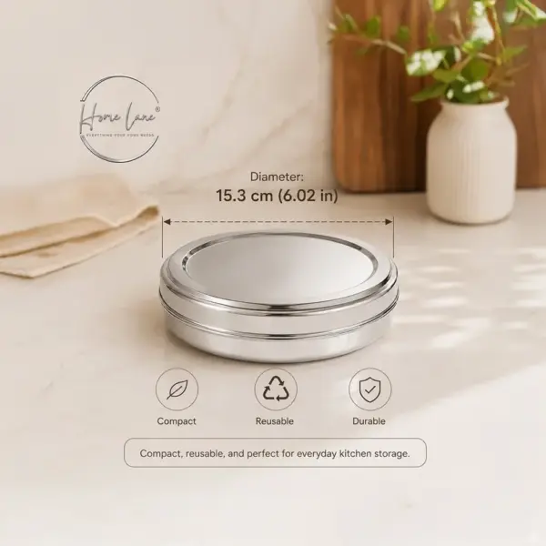 Home Lane airtight stainless steel storage container with secure-fitting lid