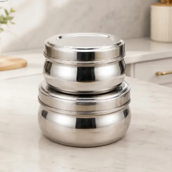 Home Lane Stainless Steel Round Container Set of 2