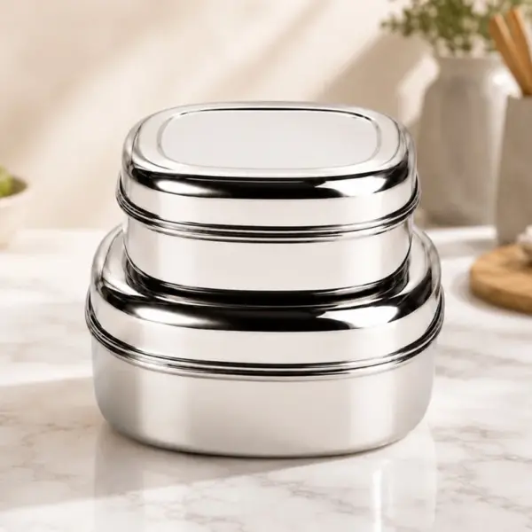 Home Lane Stainless Steel Storage Container Set of 2
