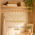 TINUMS pack of 6 golden metal clothes hangers for wardrobe storage