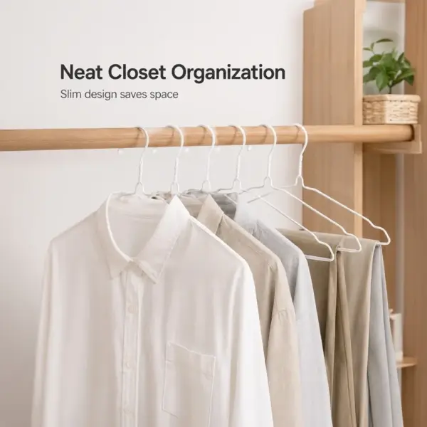 TINUMS pack of 6 white metal hangers for shirts trousers dresses and daily wear