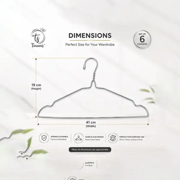 TINUMS silver metal clothes hangers for wardrobe organization