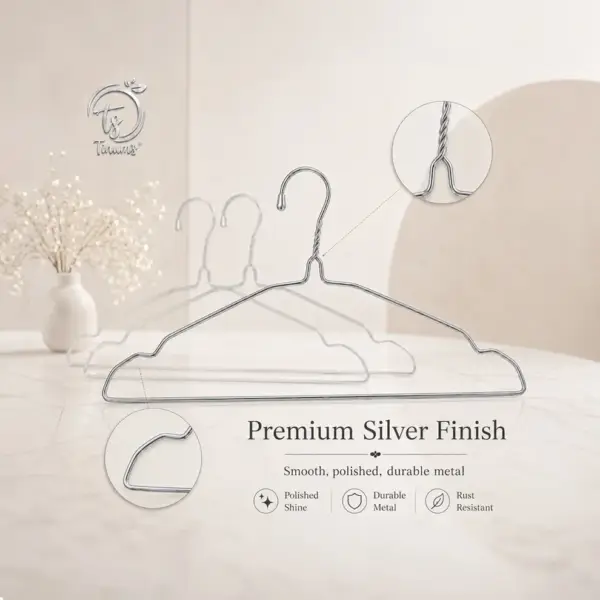 TINUMS silver metal clothes hangers for wardrobe organization