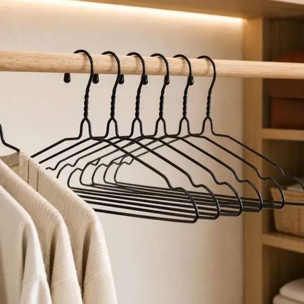 TINUMS slim black metal hangers for space-saving wardrobe storage