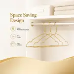 TINUMS slim golden metal hangers for space-saving wardrobe organization