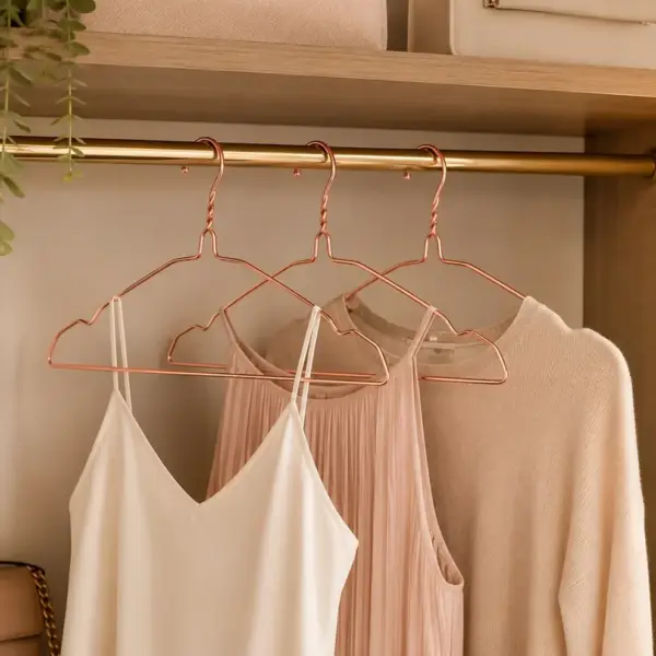 TINUMS slim Rose Gold metal hangers for space-saving wardrobe storage