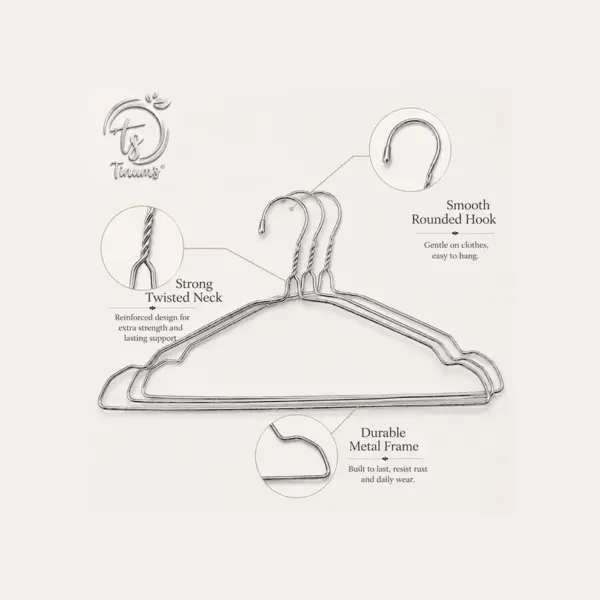 TINUMS slim silver metal hangers for space-saving wardrobe storage