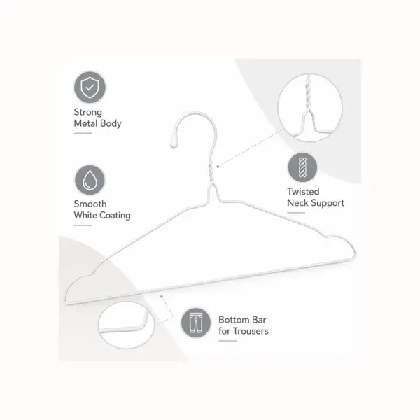 TINUMS slim white metal hangers for space-saving wardrobe storage
