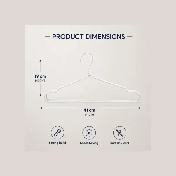 TINUMS white metal clothes hangers for wardrobe organization